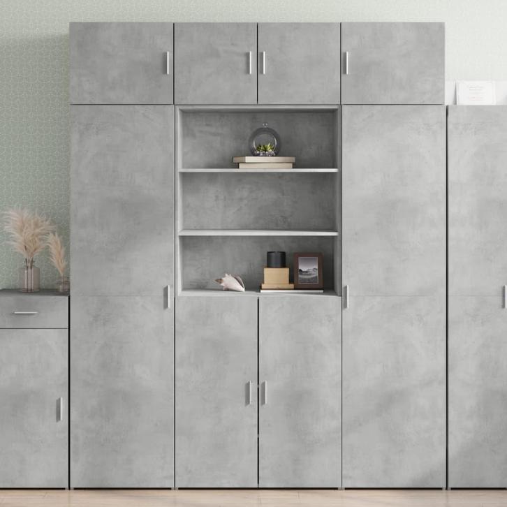 vidaXL buffetkast 80x42,5x185 cm bewerkt hout betongrijs, Huis en Inrichting, Kasten | Buffetkasten, 75 cm of meer, Nieuw, Overige houtsoorten