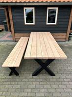 Douglas tuintafel met stalen X-poot – gratis bezorgd, Tuin en Terras, Nieuw, Hout