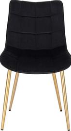 2x eetkamerstoelen - zwart met goud - fluweel metaal - set, Verzenden, Nieuw