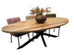 Veiling - Eettafel mangohout ovaal 200x100cm  incl zwarte sp, Huis en Inrichting, Tafels | Eettafels, Nieuw