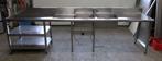 RVS Wastafel, Spoeltafel met 2 wasbakken B337 x D60 x H90cm, Zakelijke goederen, Horeca | Keukenapparatuur, Gebruikt