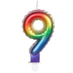 Regenboog Kaars 9 Jaar 8cm, Hobby en Vrije tijd, Verzenden, Nieuw