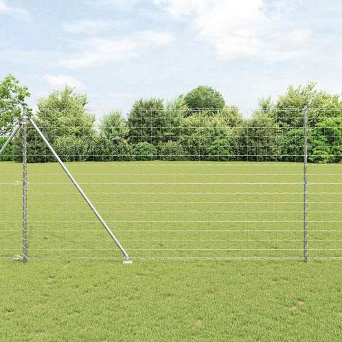 vidaXL Hecke met palen Zilver 1.6 x 10 m Staal, Tuin en Terras, Schuttingen, Nieuw, IJzer, Verzenden