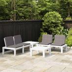 vidaXL 4-delige Loungeset met kussens kunststof wit, 4 zitplaatsen, Verzenden, Textileen, Nieuw