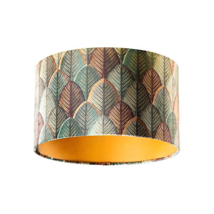 Velours lampenkap blad dessin met gouden binnenkant 35/35/20, Huis en Inrichting, Lampen | Lampenkappen, Minder dan 25 cm, Rond