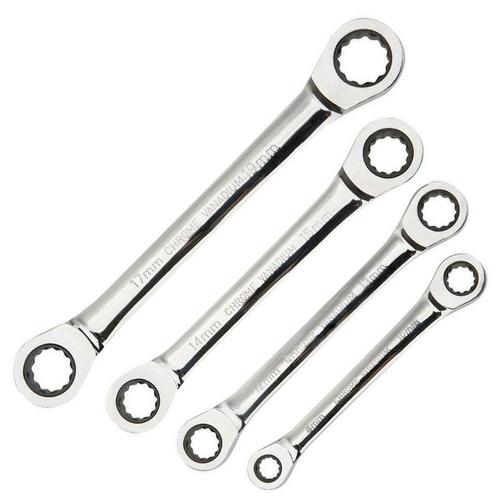 Ringratelsleutel 8-19 mm - Set van 4 - Neo-Tools 09-070, Doe-het-zelf en Verbouw, Gereedschap | Handgereedschap, Nieuw, Ophalen of Verzenden