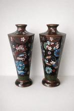 Vaas - koper en emaille - Japan - Paar cloisonné vazen Meij