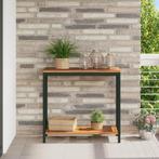 vidaXL Buiten Tafel met opslag Naturel en zwart 80 x 35 x 75, Tuin en Terras, Tuintafels, Verzenden, Nieuw