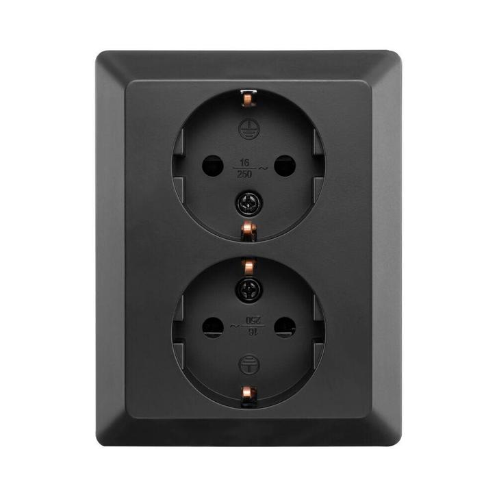 Wandcontactdoos Half Opbouw 2-voudig RA Mat Zwart 10.300.716, Doe-het-zelf en Verbouw, Elektra en Kabels, Nieuw, Ophalen of Verzenden