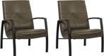 Grijze leren industriële stalen fauteuils - Granada leer As, Nieuw, Ophalen of Verzenden, 50 tot 75 cm, Leer