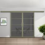 Dubbele stalen schuifdeur met koofsysteem 4 Vlaks Olijfgroen, Doe-het-zelf en Verbouw, Kozijnen en Schuifpuien, Nieuw, Metaal