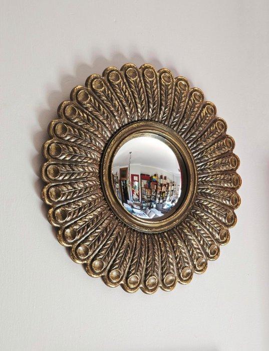 Wandspiegel- Heks Oog / Butler - Glas, Hars - Convexe pauw, Antiek en Kunst, Curiosa en Brocante