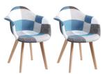 Set van 4 Patchwork Stoelen – Stoffen Zitting & Houten Poten, Verzenden, Nieuw