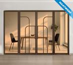 Dubbele stalen taatsdeur met glaspanelen Brons 4 Vlaks rond, Nieuw, Metaal, Overige typen