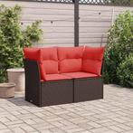 vidaXL Tuinbank met kussens 2-zits poly rattan bruin, Verzenden, Nieuw, Rotan