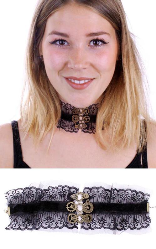 Choker Zwart Kant Kraagje Velvet Roosje 10 Kanten Zwarte Col, Sieraden, Tassen en Uiterlijk, Kettingen, Zwart, Nieuw, Verstelbaar