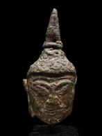 Oud-Aziatisch Bronzen Boeddhahoofd - Thailand - Ayutthaya -