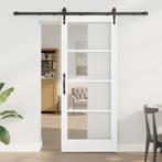 vidaXL Schuifdeur Wit 83 x 202 cm Hout en metaal, Doe-het-zelf en Verbouw, Deuren en Horren, Verzenden, Nieuw
