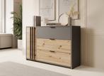 Meubella | Commode Grijs Eiken 125x35x80 cm dressoir, Nieuw, 25 tot 50 cm, 100 tot 150 cm, Modern