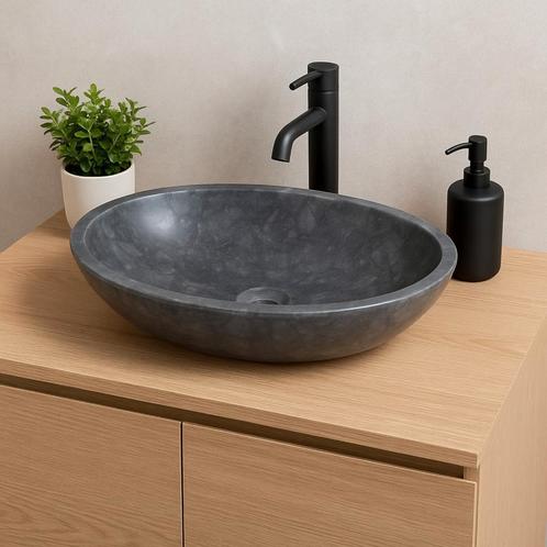 Wasbak | Wastafel | Marmer | 60x40x12 | Natuursteen | Grijs, Doe-het-zelf en Verbouw, Sanitair, Nieuw, Steen, Wastafel, Verzenden