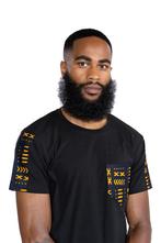 T-shirt met Afrikaanse print details - Gele Bogolan borstzak, Kleding | Heren, Nieuw, Ophalen of Verzenden