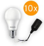 10 stuks Verhuisfitting E27 + 10x Philips LED lamp E27 10..., Ophalen of Verzenden, Nieuw