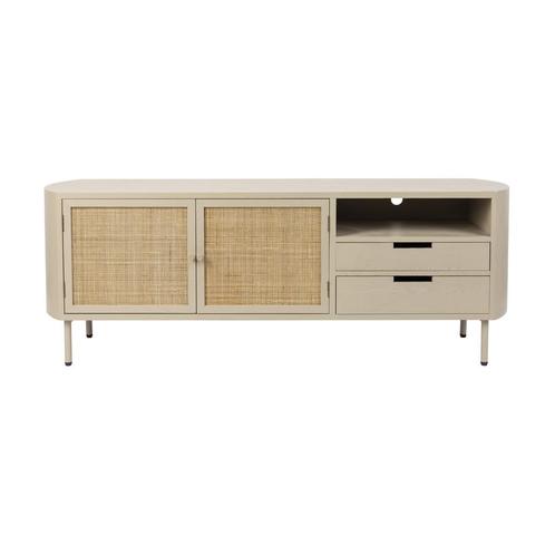 *WOONWINKEL* Beige Tv-meubel Met Rotan, Huis en Inrichting, Kasten | Televisiemeubels, Nieuw, Verzenden