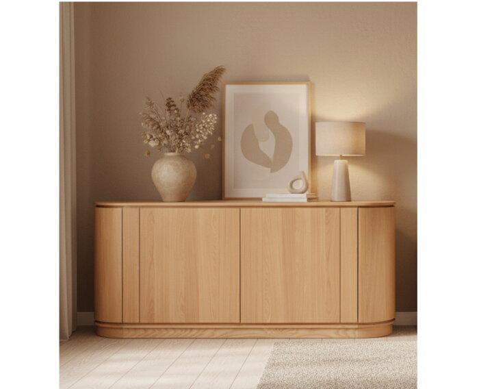 Dressoir Lazlo eiken 2-deurs 180x43x82 cm - Naturel, Huis en Inrichting, Kasten | Dressoirs, Nieuw, Ophalen of Verzenden