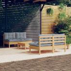vidaXL 5-delige Loungeset met grijze kussens grenenhout, Verzenden, Nieuw, Loungeset