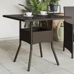 vidaXL Tuintafel met glazen blad 80x80x75 cm poly rattan, Verzenden, Nieuw