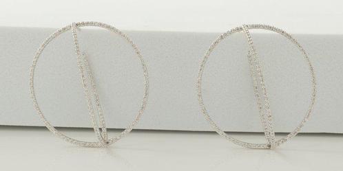Hoepel oorbellen - 14 karaat Witgoud - 352.00ct. tw. Diamant, Sieraden, Tassen en Uiterlijk, Antieke sieraden