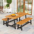 TRUUSK Zitgroep 3-delig Houten Eetgroep Voor 4 Personen In L, Tuin en Terras, Overige Tuin en Terras, Verzenden, Nieuw