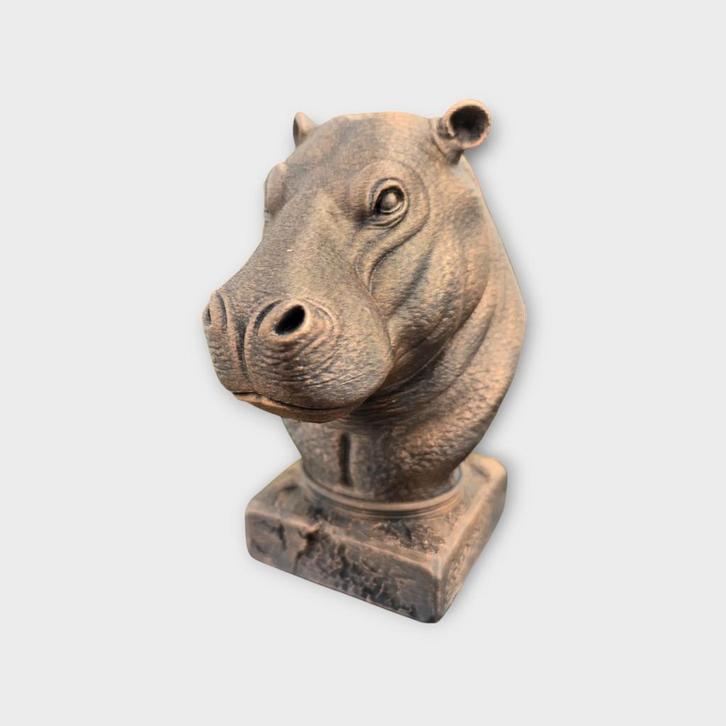 Bust of a hippo statue - home decor animal lover gift him he, Verzamelen, Beelden en Beeldjes, Nieuw, Verzenden