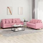 vidaXL 2-delige Loungeset met kussens fluweel roze, Huis en Inrichting, Banken | Bankstellen, Verzenden, 150 tot 200 cm, Nieuw