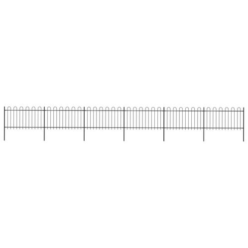 vidaXL Tuinhek met ronde bovenkant 10,2x1 m staal zwart, Tuin en Terras, Schuttingen, Nieuw, IJzer, Minder dan 1 meter, Verzenden