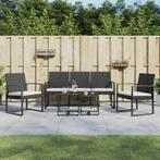 vidaXL 5-delige Tuinset met kussens polypropeen rattan zwart, Verzenden, Nieuw, 5 zitplaatsen, Tuinset