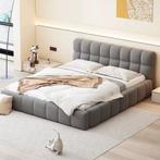 Gestoffeerd Cloud Bed 140×200 cm – Tweepersoonsbed – Grijs, Huis en Inrichting, Slaapkamer | Bedden, Verzenden, Nieuw, Tweepersoons