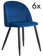 Sky Style 6x Shell Eetkamerstoel Velvet Blauw, Huis en Inrichting, Stoelen, Ophalen of Verzenden, Nieuw