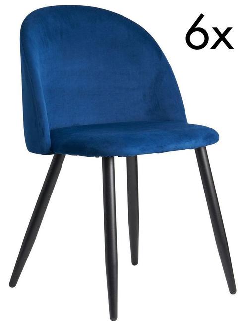 Sky Style 6x Shell Eetkamerstoel Velvet Blauw, Huis en Inrichting, Stoelen, Ophalen of Verzenden