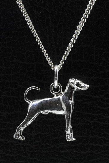 Zilveren Dwergpincher oren ongecoupeerd met staart kettin..., Sieraden, Tassen en Uiterlijk, Kettinghangers, Verzenden