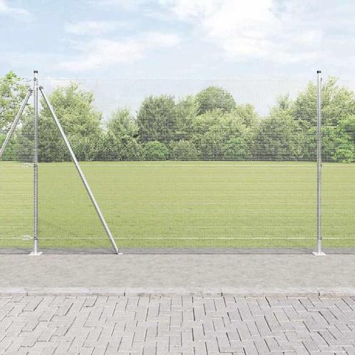 vidaXL Hecke met palen Zilver 1.4 x 50 m Staal, Tuin en Terras, Schuttingen, Nieuw, IJzer, Verzenden