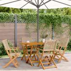 vidaXL 5-delige Tuinset poly rattan en massief hout beige, Tuin en Terras, Verzenden, Nieuw, Hardhout, Tuinset