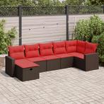 vidaXL 7-delige Loungeset met kussens poly rattan bruin, Tuin en Terras, Nieuw, Loungeset, 7 zitplaatsen, Verzenden