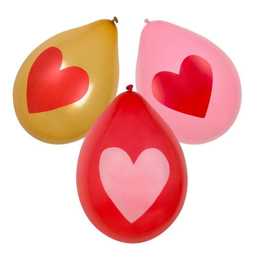 Hartjes Ballonnen 25cm 6st, Hobby en Vrije tijd, Feestartikelen, Nieuw, Verzenden