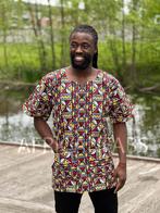 Beige / wit Bogolan Dashiki Shirt / Dashiki Jurk - Afrikaans, Ophalen of Verzenden, Nieuw