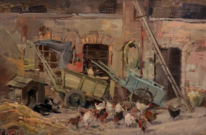 Mottadelli (XX) - Il Pollaio, Antiek en Kunst, Kunst | Schilderijen | Klassiek