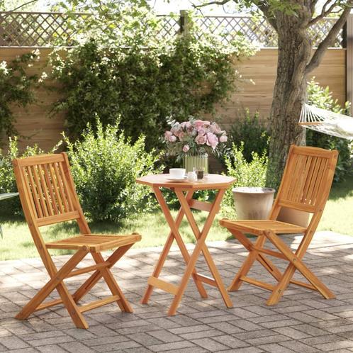 vidaXL 3-delige Bistroset inklapbaar massief acaciahout, Tuin en Terras, Tuinsets en Loungesets, Nieuw, Hardhout, Verzenden