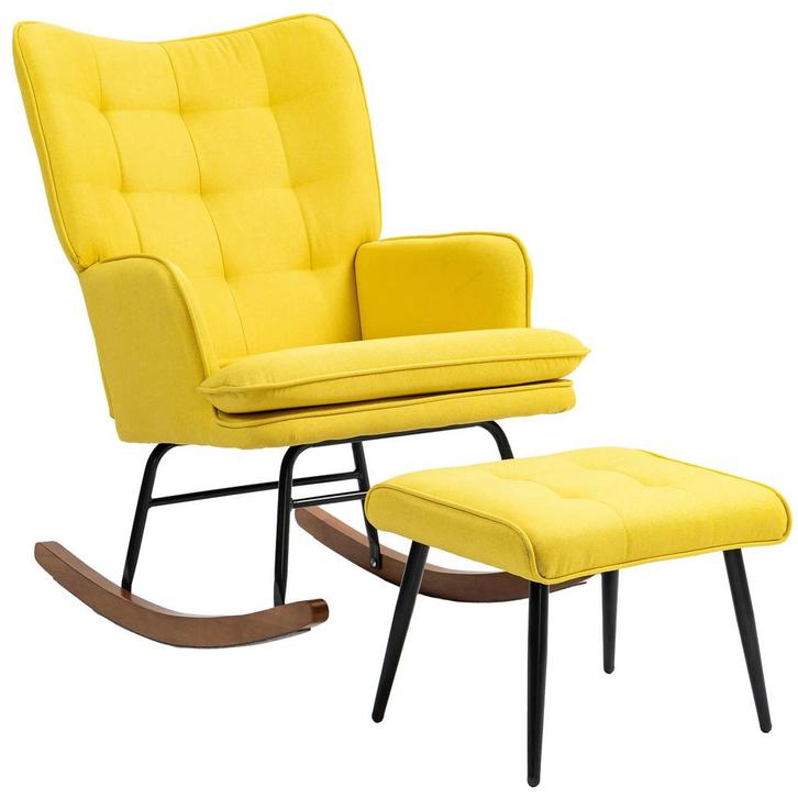 TRUUSK Schommelstoel met Kruk - Relaxstoel Armstoel - Linnen, Huis en Inrichting, Kasten | Dressoirs, Nieuw, Verzenden