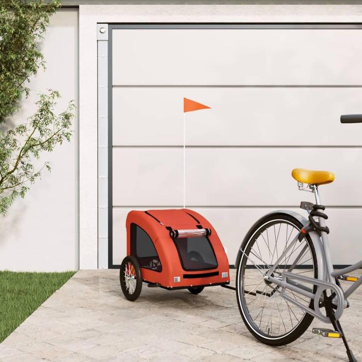 vidaXL Hondenfietstrailer oxford stof en ijzer oranje, Dieren en Toebehoren, Overige Dieren-accessoires, Nieuw, Verzenden
