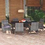 vidaXL 7-delige Tuinset met kussens poly rattan grijs, Tuin en Terras, Tuinsets en Loungesets, 6 zitplaatsen, Nieuw, Tuinset, Verzenden